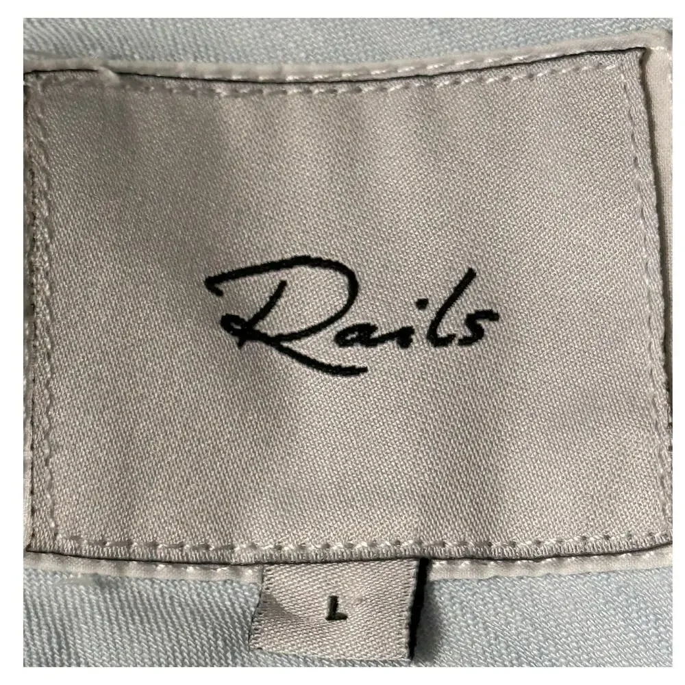 Rails Ingrid Raw Light Vintage Shirt Size Large Tencel Denim Long Sleeves - Picture 3 of 12